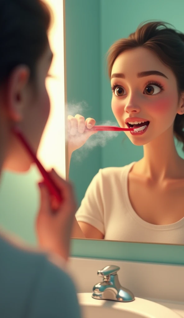 Clean your teeth with the red toothbrush, the mint scent that comes out of your mouth is surprisingly refreshing.