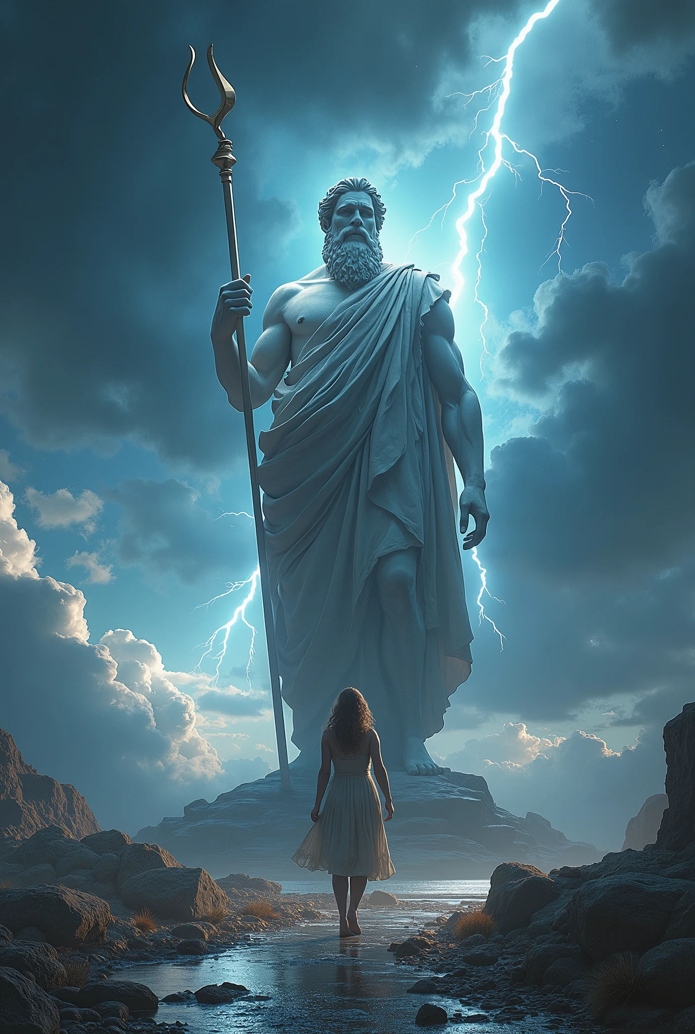 ((work of art)),(best qualityer)),greek style,in the universe,A huge statue of the God Zeus stands in space,Look to the camera,Zeus standing,Zeus holding a thunderbolt, glimmering,glow effect,naked woman on the road,Hyper-Realism,hyperphotorealism,real photography,8k,High definition,high qualiy,work of art,very well, (((offwhite))),Discoloration,blurring,inking,8k,very well,high qualiy,(((oc renderer)))