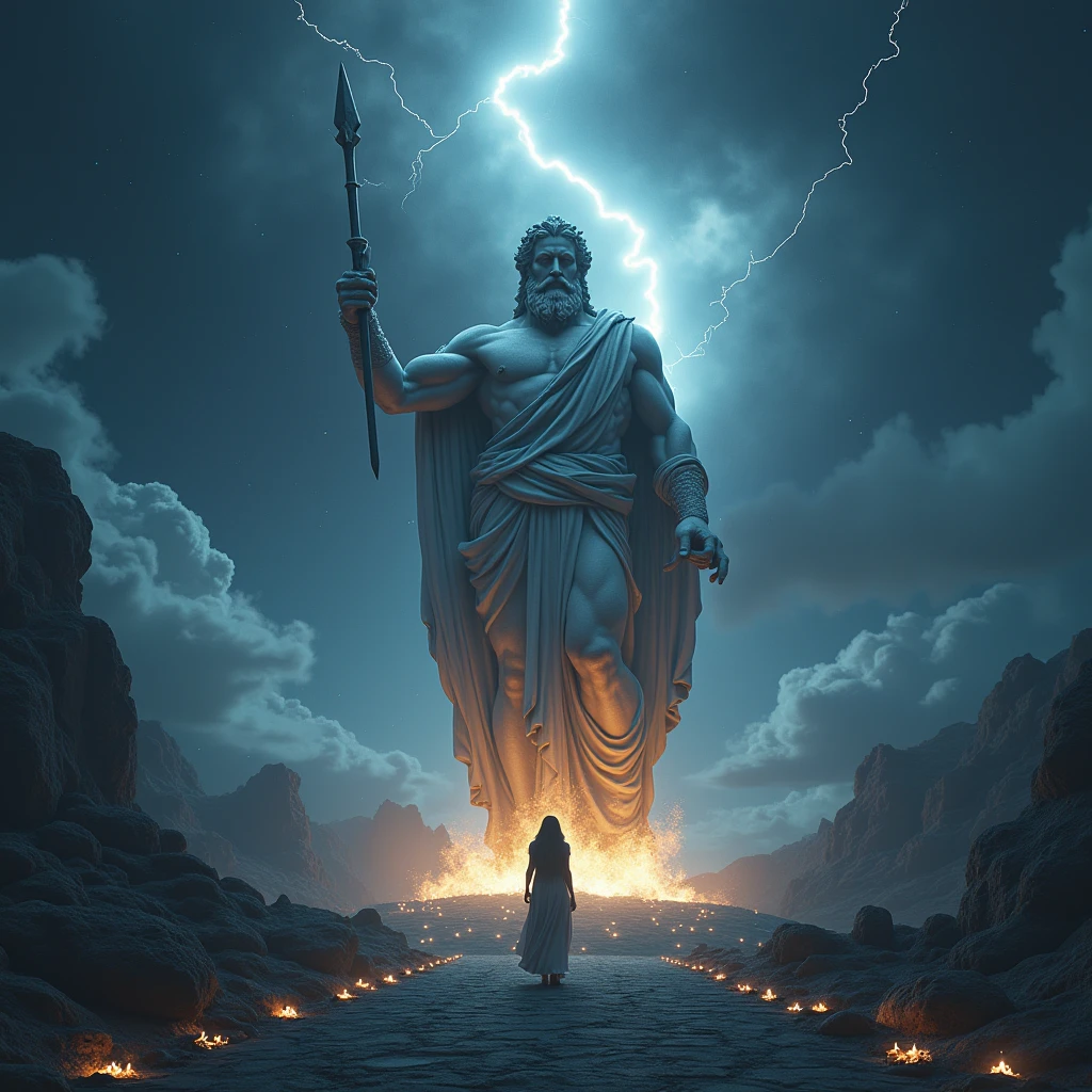 ((work of art)),(best qualityer)),greek style,in the universe,A huge statue of the God Zeus stands in space,Look to the camera,Zeus standing,Zeus holding a thunderbolt, glimmering,glow effect,naked woman on the road,Hyper-Realism,hyperphotorealism,real photography,8k,High definition,high qualiy,work of art,very well, (((offwhite))),Discoloration,blurring,inking,8k,very well,high qualiy,(((oc renderer)))