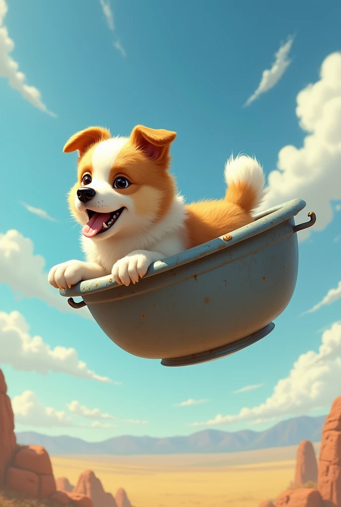 Dog flying in a trough