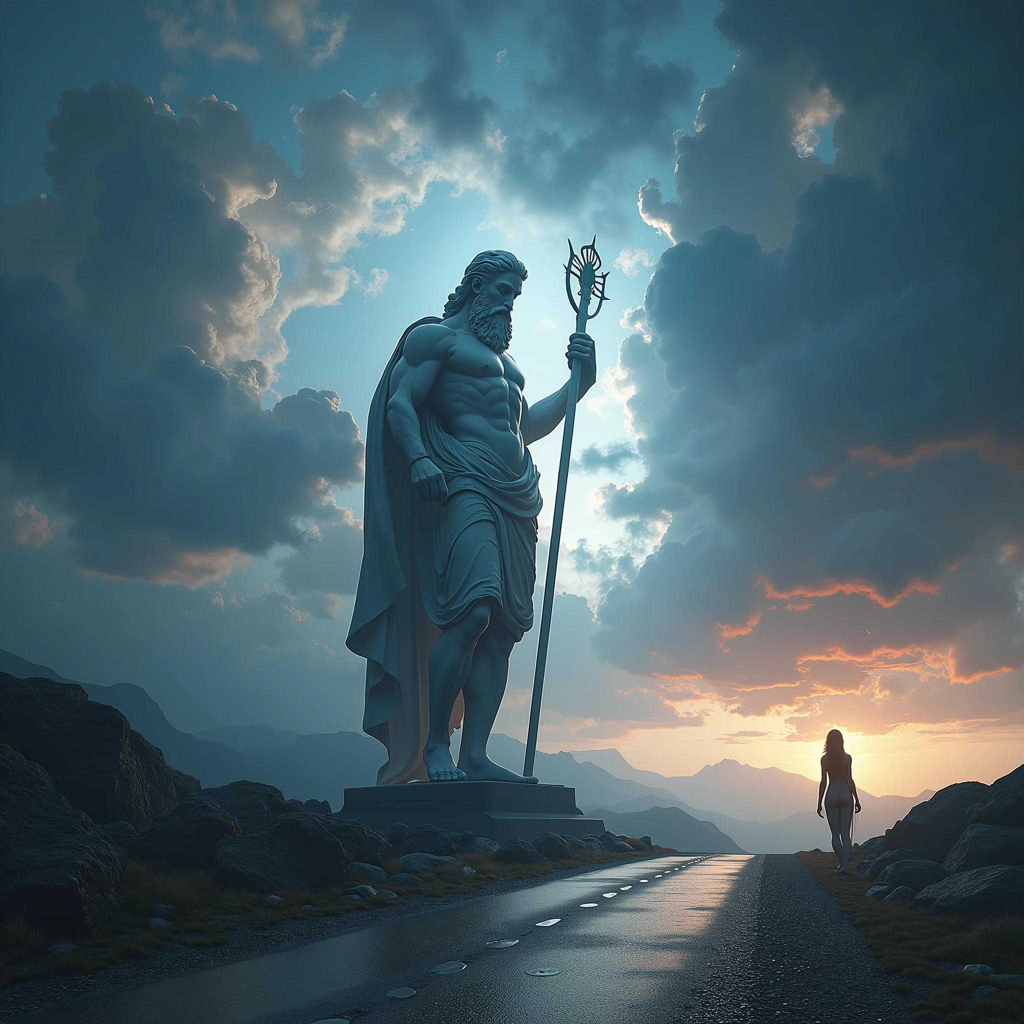 ((work of art)),(best qualityer)),greek style,in the universe,A huge statue of the God Zeus stands in space,Lightning in the sky, Sunnyday, Look to the camera,Zeus standing,Zeus holding the Thunderbolt in his right hand, glimmering,glow effect, fully naked woman with big ass on the road,Hyper-Realism,hyperphotorealism,real photography,8k,High definition,high qualiy,work of art,very well, (((offwhite))),Discoloration,blurring,inking,8k,very well,high qualiy,(((oc renderer)))