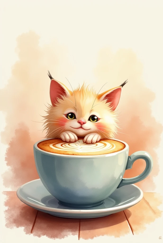 Watercolor style Latte Cat