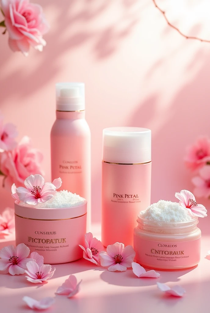 Make a line of floral body scrubs and creams that have elegant packaging and the product name pink petal