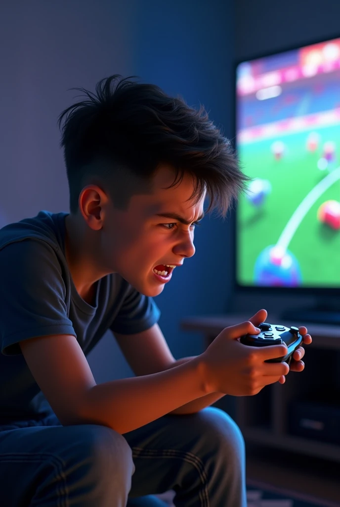 Create a very angry boy playing Rocket League on your Xbox one