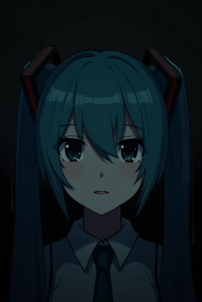 There&#39;s no light in my eyes、Hatsune Miku looking at me with a blank expression、2D