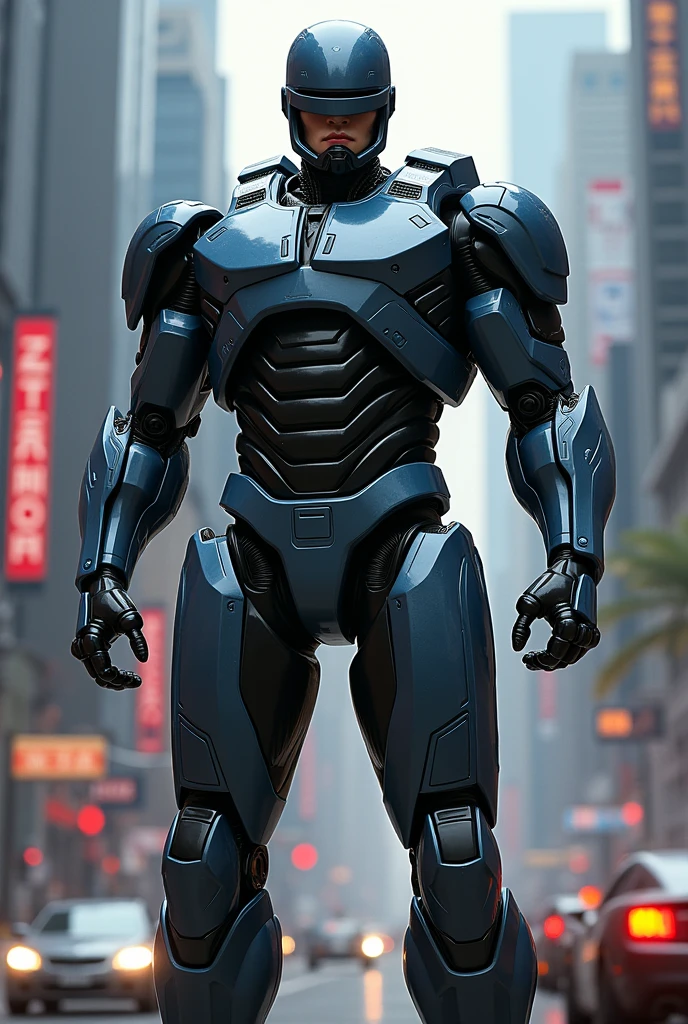 Robocop muscle weapon giant armor vibranium shell america in city ditroid