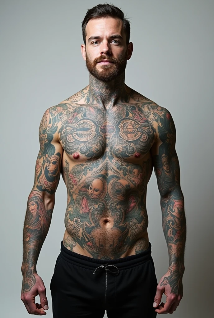 A guys with the most tatoos on him in the world