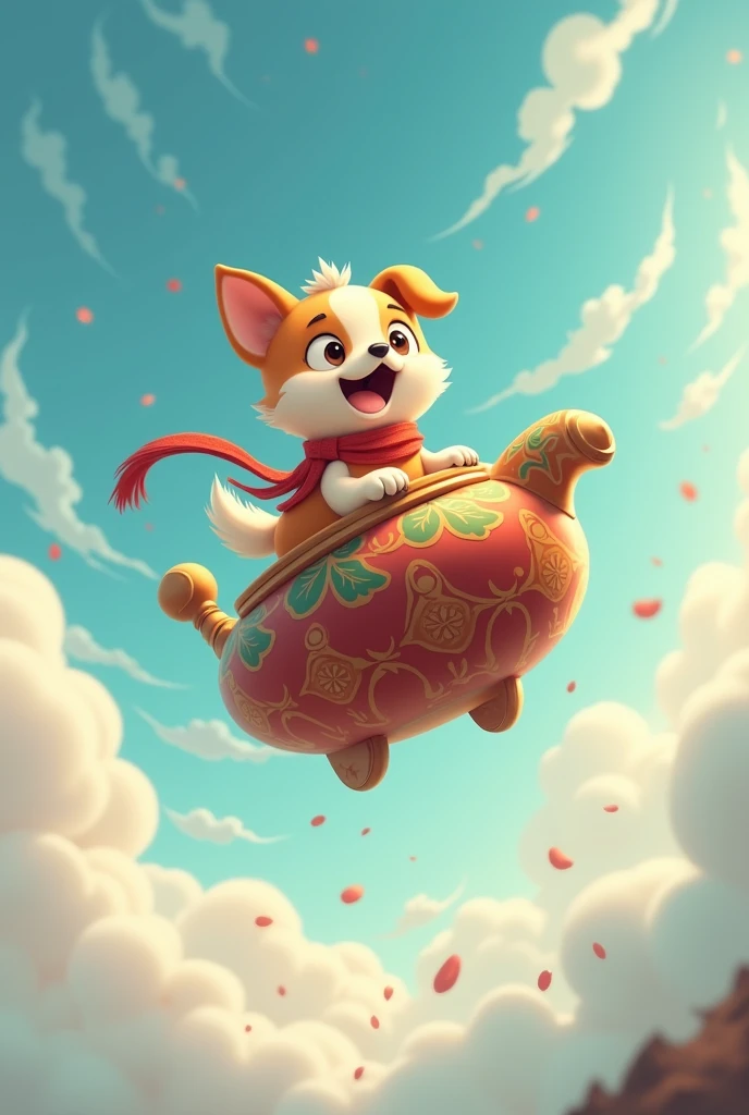 Dog flying on a Kwai pot
