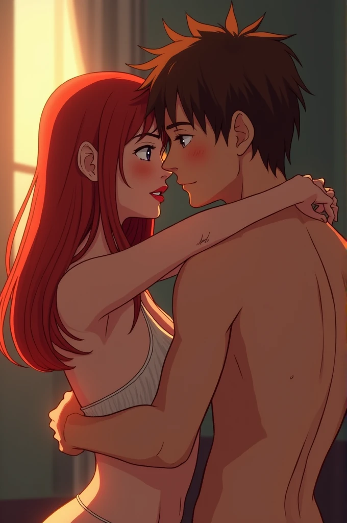 (animated)A red haired girl having sex with a brown haired boy