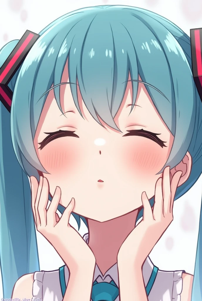 Eyes closed、Kissing Face、Hatsune Miku seen from the front、2D