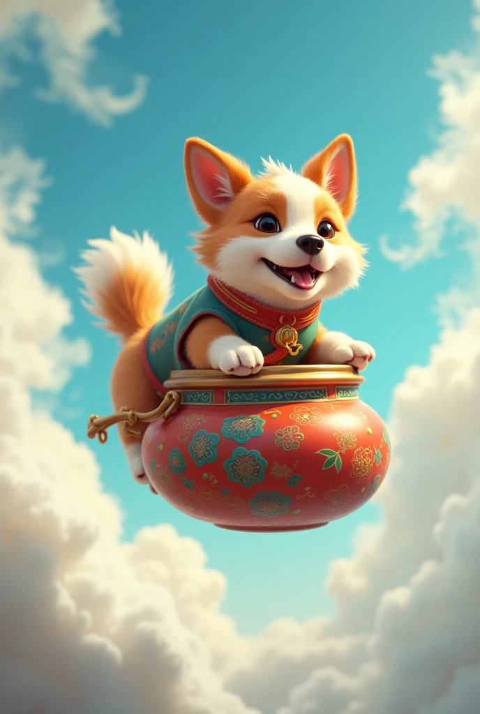 Dog flying on a Kwai pot