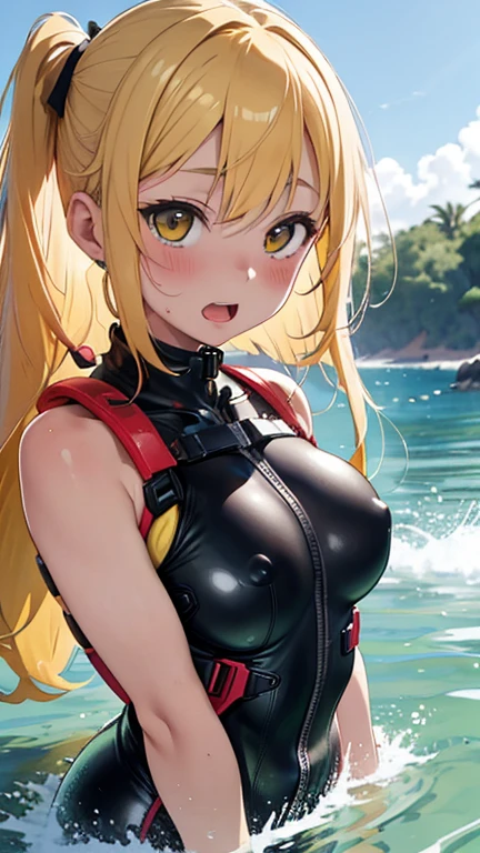 mastute piece,Best Quality,insanely detailed,8k cg,nsfw,
(shoot upper body:1.3),
(1girls:1.3),ride on jet ski,looking at viewr,body in front,((both arms behind back:1.4)),(life jacket:1.2),(bare breasts:1.2),bare breasts,break,
blush,shy,(ecstasy face),(trembling:1.2),break,(light yellow hair:1.4),
break,
perfect breasts,perfect teats,(open mouth:0.9),(large breasts:1.2),
(sea:1.1),jet ski,