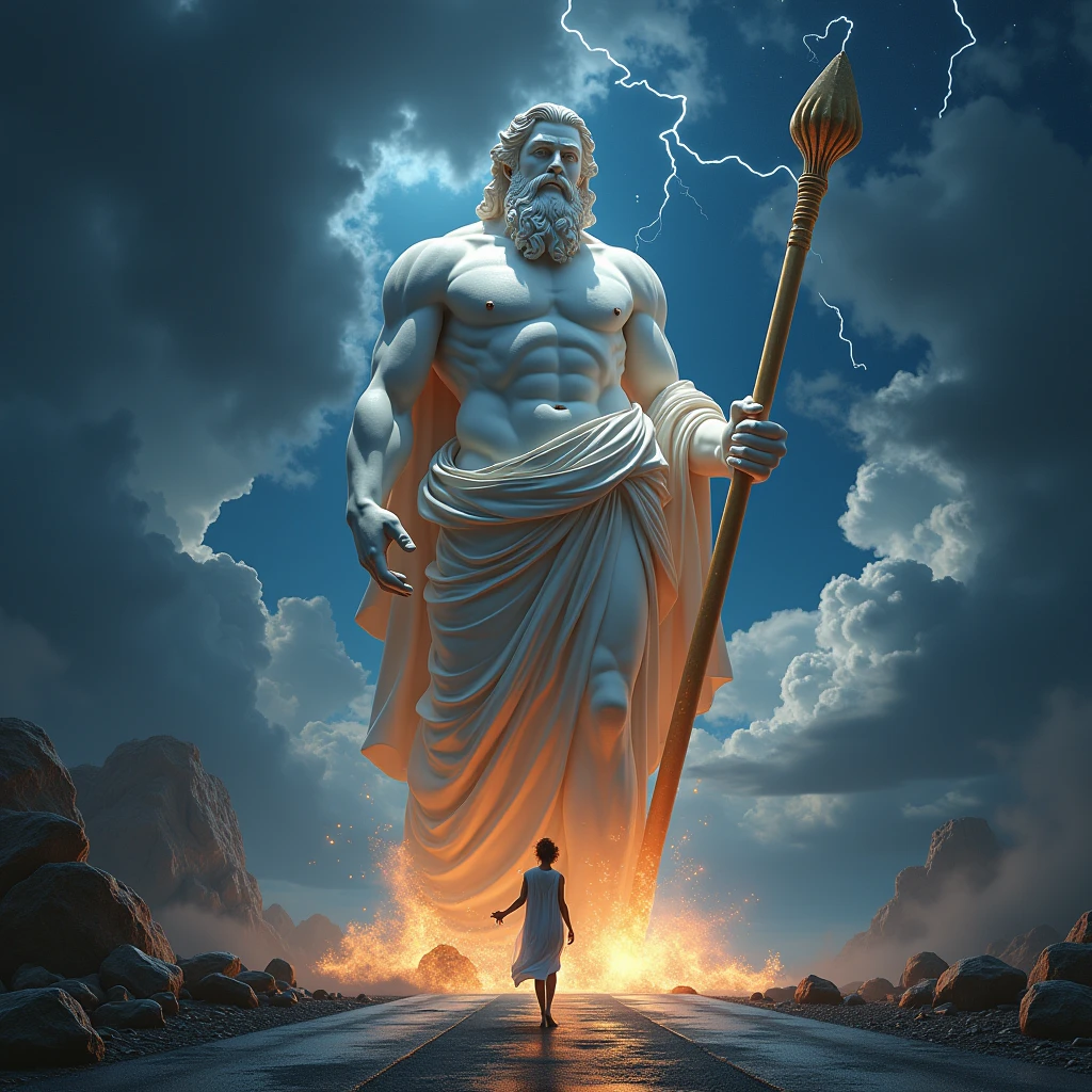((work of art)),(best qualityer)),greek style,in the universe,A huge statue of the God Zeus stands in space,Look to the camera,Zeus standing,Zeus holding a thunderbolt, glimmering,glow effect,naked woman with big breasts big ass on the road,Hyper-Realism,hyperphotorealism,real photography,8k,High definition,high qualiy,work of art,very well, (((offwhite))),Discoloration,blurring,inking,8k,very well,high qualiy,(((oc renderer)))