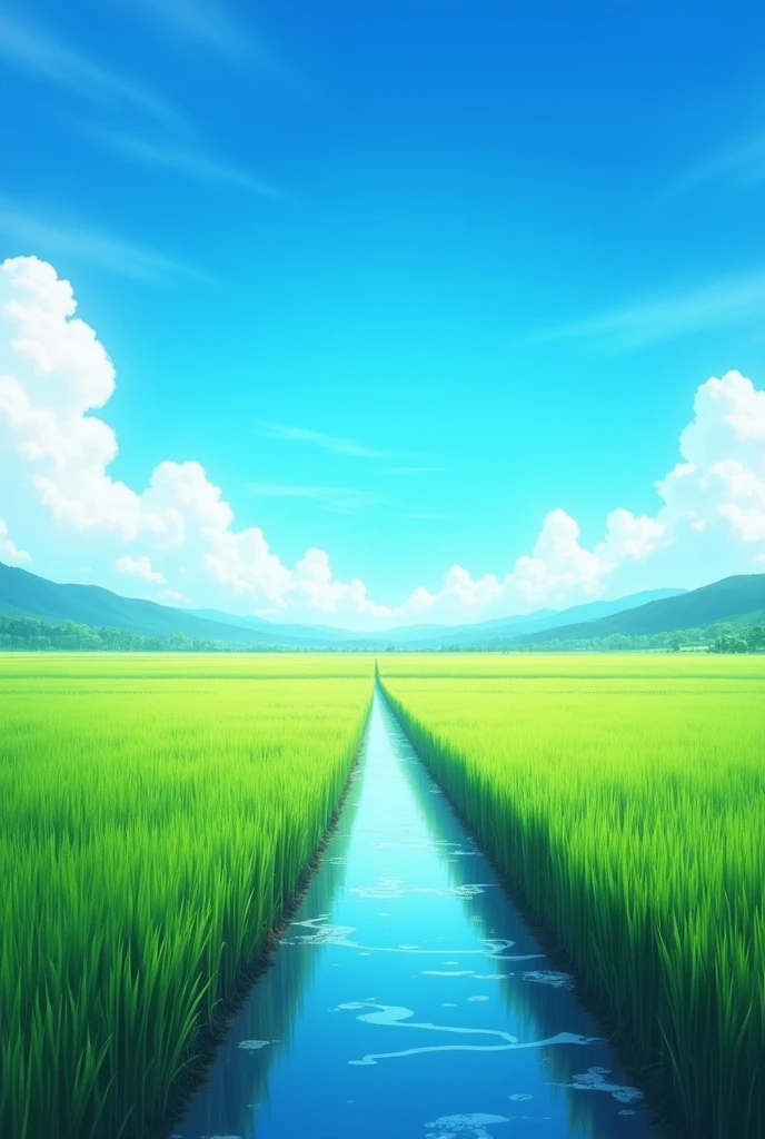 Rice fields standing in the blue sky. Add some more impact and change the angle.
