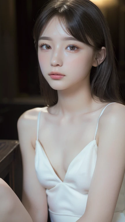 ((No clothes)), ((whole body)), (masterpiece), (Highest quality), Ultra-high resolution, Very detailed,Detailed eyes, Complex, One Girl, (Baby Face:1.2),14Looks old,(Flat Chest:1.4), View your viewers, clavicle, (Clear white skin:1.2), (Realistic:1.2), (Realism), (masterpiece:1.2), (Highest quality), (Very detailed), (8k, 4K, Complex), (85mm), Particles of light, Lighting, (Very detailed:1.2), (Detailed face:1.2), (Gradation), colorful, (Detailed eyes:1.2), (Detailed Background), (Dynamic Angle:1.2), (Method of three-part composition_composition:1.3), (Course of action:1.2) ,Please raise your hand,armpit,sitting,