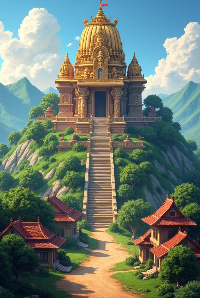 Ganesh ji's temple on a hill in a small village