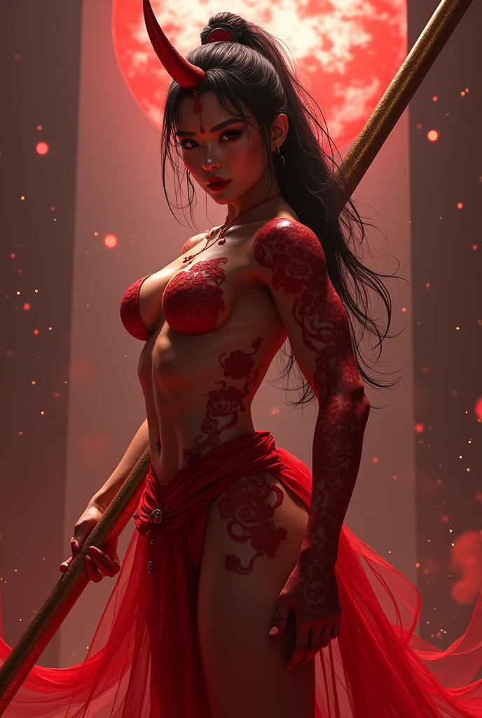 (ghost:1.7)、ghost子母神、young woman、((Beauty))、Japanese、1、cute、ghost、A short horn about the length of two fingers、(((Red skin)))、muscle、Macho、Muscle、(Bodybuilder-like body:1.8)、(muscleムキムキ:1.8)、Large build、((Hard-on abs))、I have a gold rod、(((muscle質なムキムキの体)))、(プロレスラーの様なmuscle質の体:1.8)、(best quality,4K,8k,highres,masterpiece:1.2),ultra-detailed,(realistic,photorealistic,photo-realistic:1.37),HDR,uhd,studio lighting,ultra-fine painting,sharp focus,physically-based rendering,extreme detail description,professional,vivid colors,bokeh,cinematic lighting,dramatic shadow,