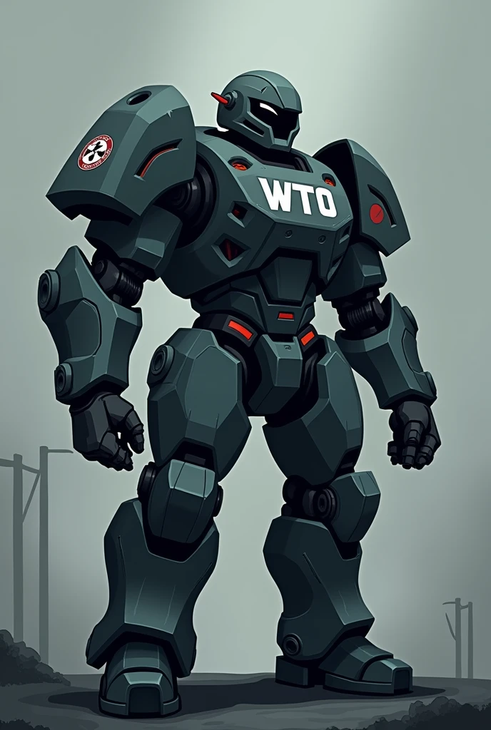 create a dark soldier in cartoon style, with the acronym WtO stamped on it.
