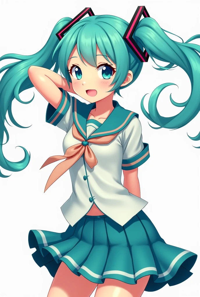 Hatsune Miku with shoulder-height haircut、2D、Sailor suit