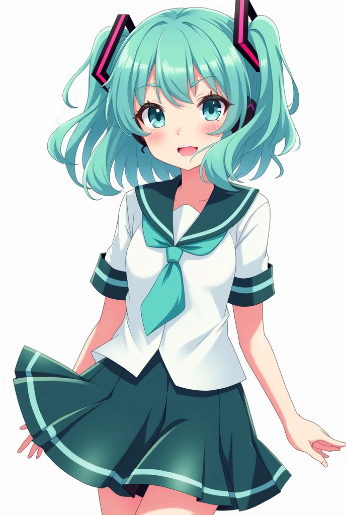 Hatsune Miku with shoulder-height haircut、2D、Sailor suit