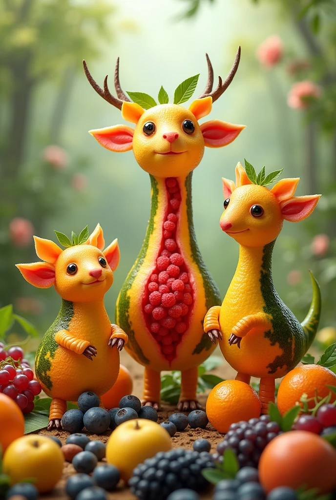 Animals made with fruit 