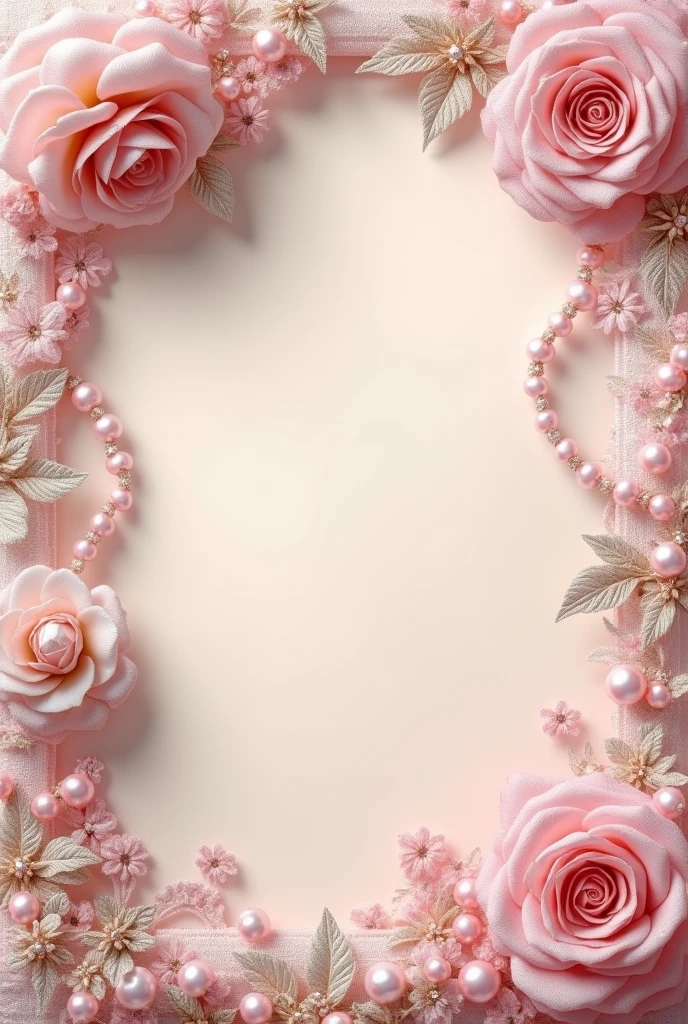 A realistic photo of a light fuchsia and cream elegant templates design, with a touch of sophistication to combine Victorian charm with Shabby Chic style, decorated with elegant lace, pearls, diamonds and ribbons. UHD, 8K resolution, masterpiece, high detailed. Hyper-realistic.