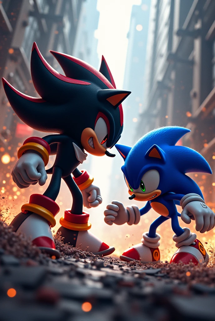 Shadow the hedgehog lutando com o Sonic the hedgehog