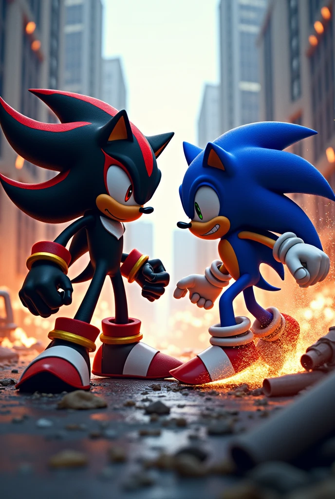 Shadow the hedgehog lutando com o Sonic the hedgehog 