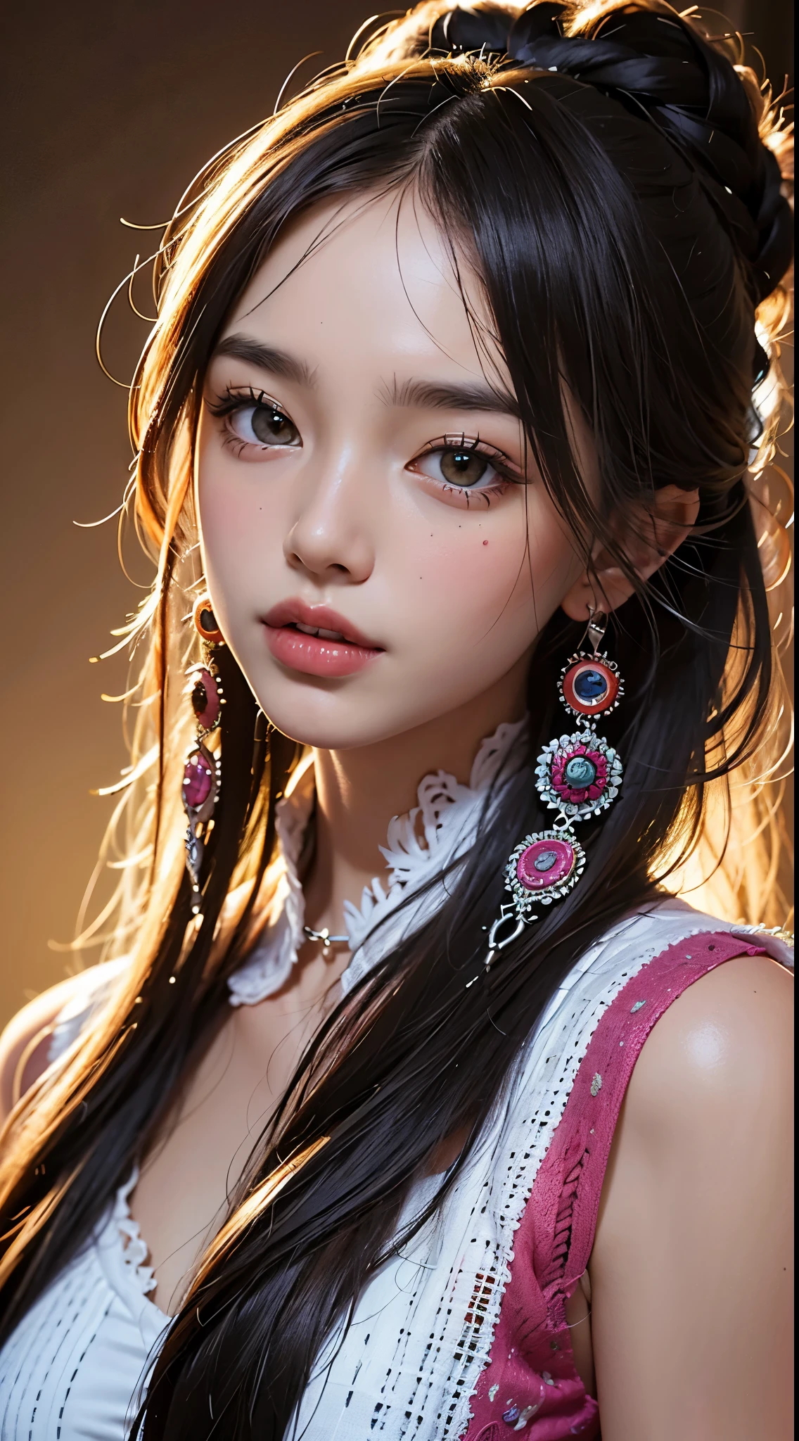 whole body,Official Art, unity 8k wallpaper, Super detailed, beautifully、aesthetic, masterpiece, Highest quality, (close, Face Focus:1.2), (zenTangle, Mandala, Tangle, enTangle), (Fractal Art:1.3) , One girl, Very detailed, Dynamic Angle, The most beautiful form of chaos, elegant, Brutalist design, Vibrant colors, Romanticism, James Jean, Robbie Dowie Anton, Ross Tran, Francis Bacon, It was freezing cold, Adrian's genius, Petra Cortright, Gerhard Richter, takato yamamoto, Ashley Wood, Atmospheric, Ecstasy of Musical Notes, I can see the flowing notes,