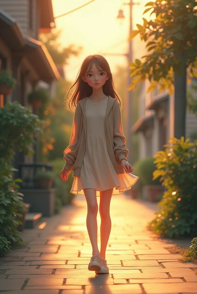 Generate a girl waking home