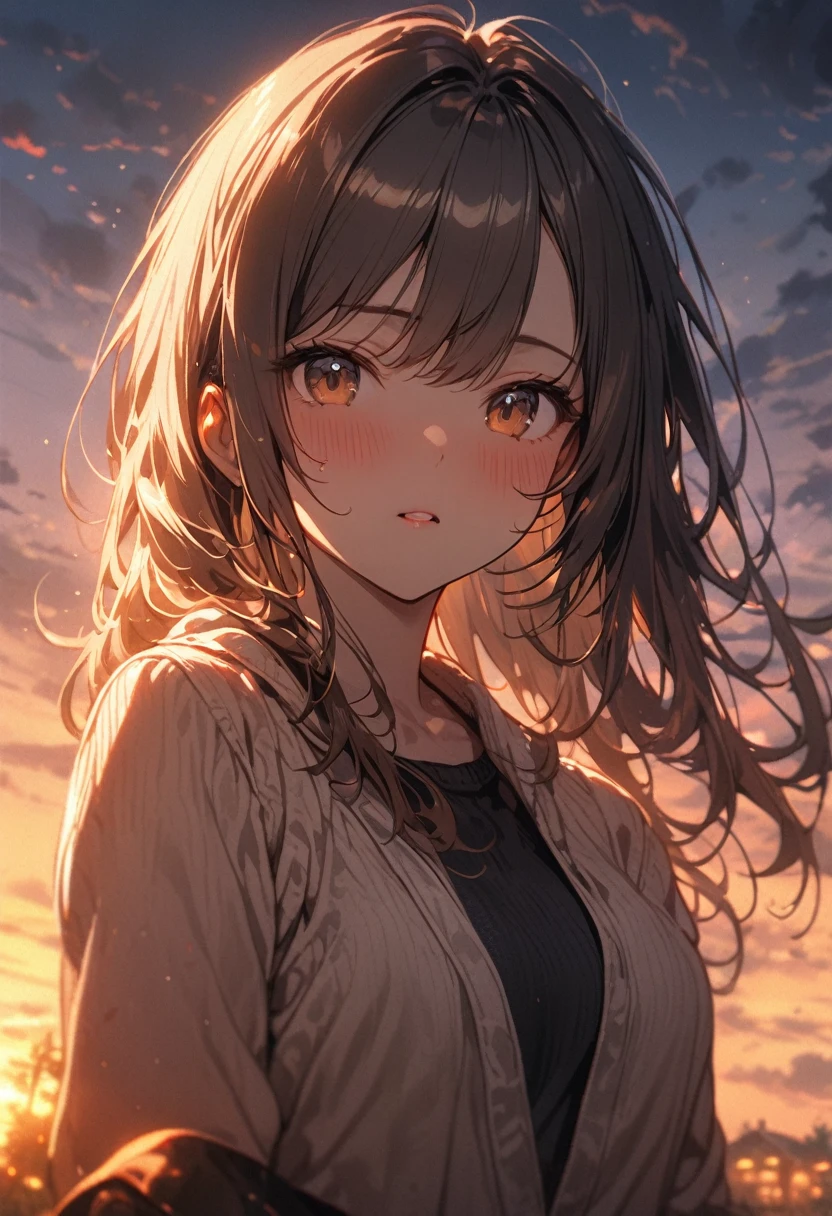 (grainy:0.7), (extremely detailed:1.2), (spicy:0.7), absurdity, (evening:1.2), natural light girl, Cat's ears, ,smiling,Amazed, (I'm looking at a butterfly:1.2), from the outside, messy medium hair autumn forest background