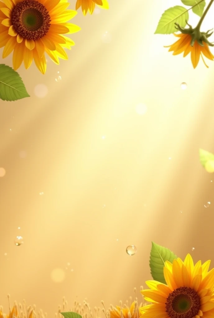 a background for an advertisement, Let it be beige and have some sunflowers falling from the top with a little rain