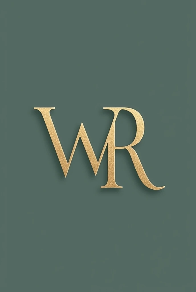 Monogram initials W and R minimalist dark green with gold romantic wedding