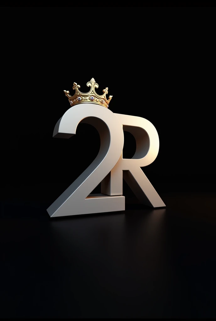 I want you to create a logo that has a 2 and two letters that are RR and with a crown that the background is black That the letters RR are capitalized and more in 3 d

