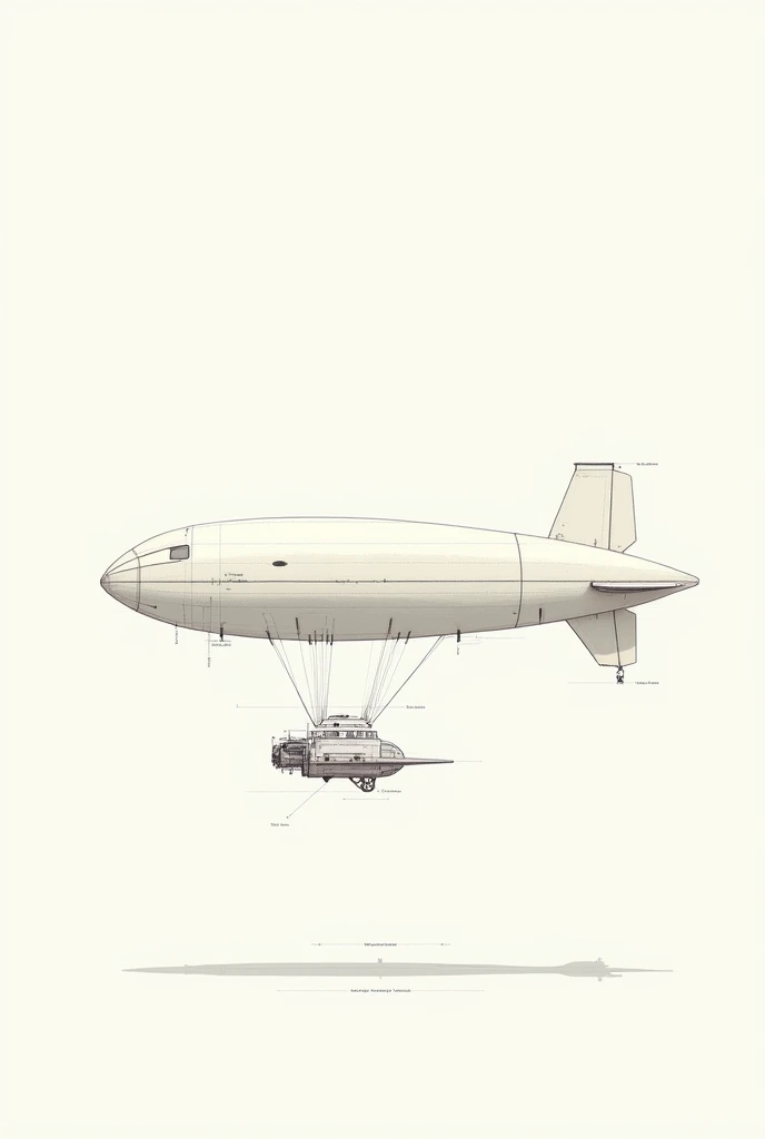 make a schematic of a simple airship like a drawing, white background