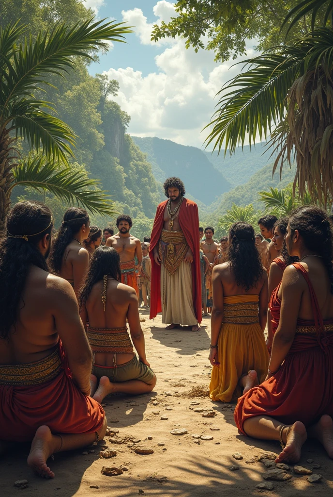 Natives worshipping the Spanish