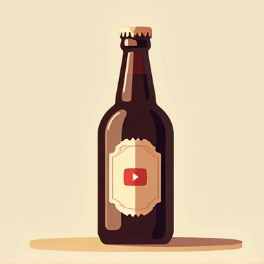 Create a YouTube channel subscription icon in the shape of a bottle of dark beer