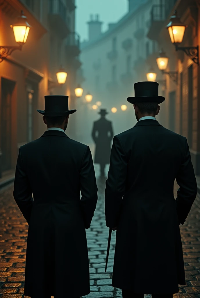 Two men with their backs turned waiting for a woman Serca