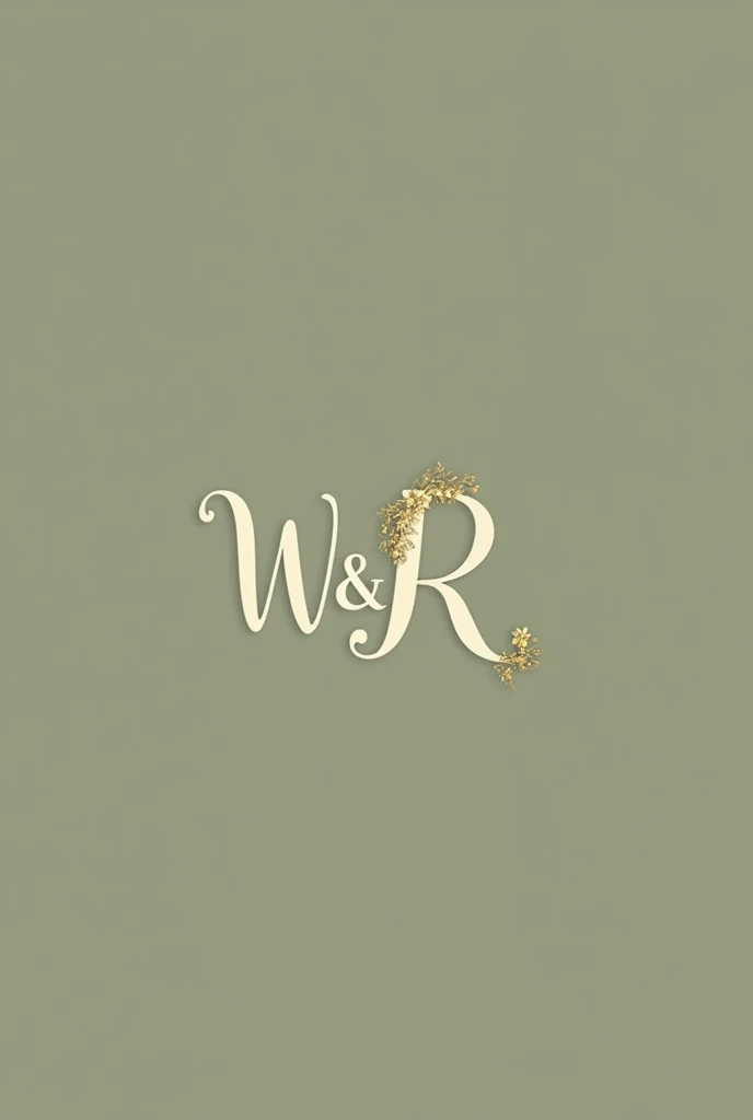 W and R initials logo minimalist calligraphy olive green with gold romantic wedding