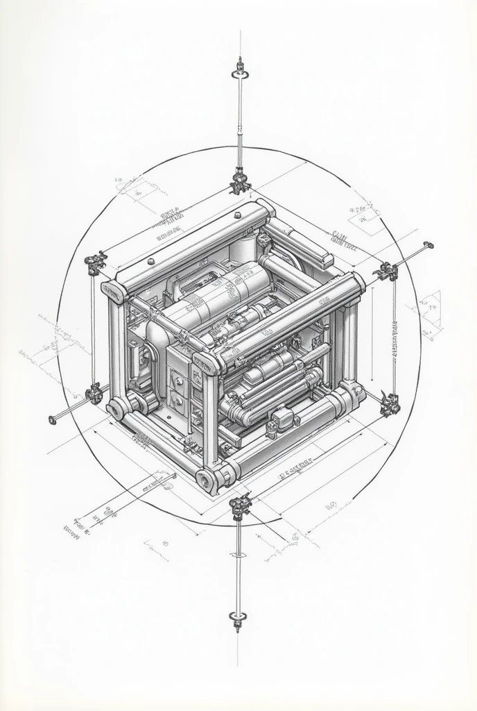 make a schematic of a flux capacitor The iconic time-travel device from the "Back to the Future"  like a drawing, white background

