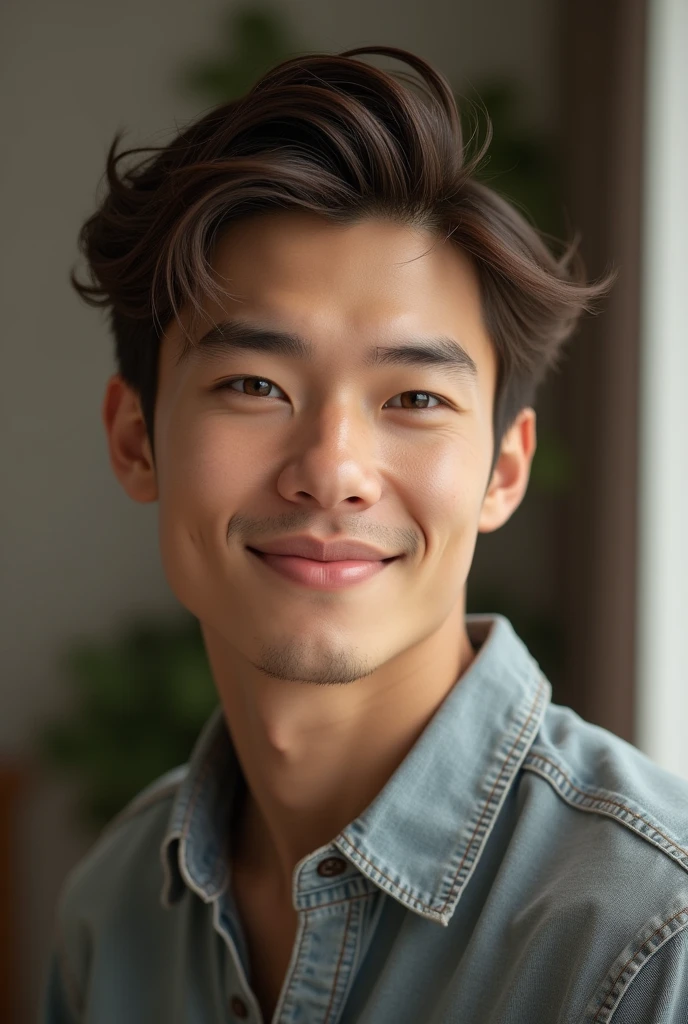 Photorealistic, 8k full body portrait, Handsome, mens, , Gentle expression, Inside the room,smile,Brown Hair,Fine skin,20-year-old