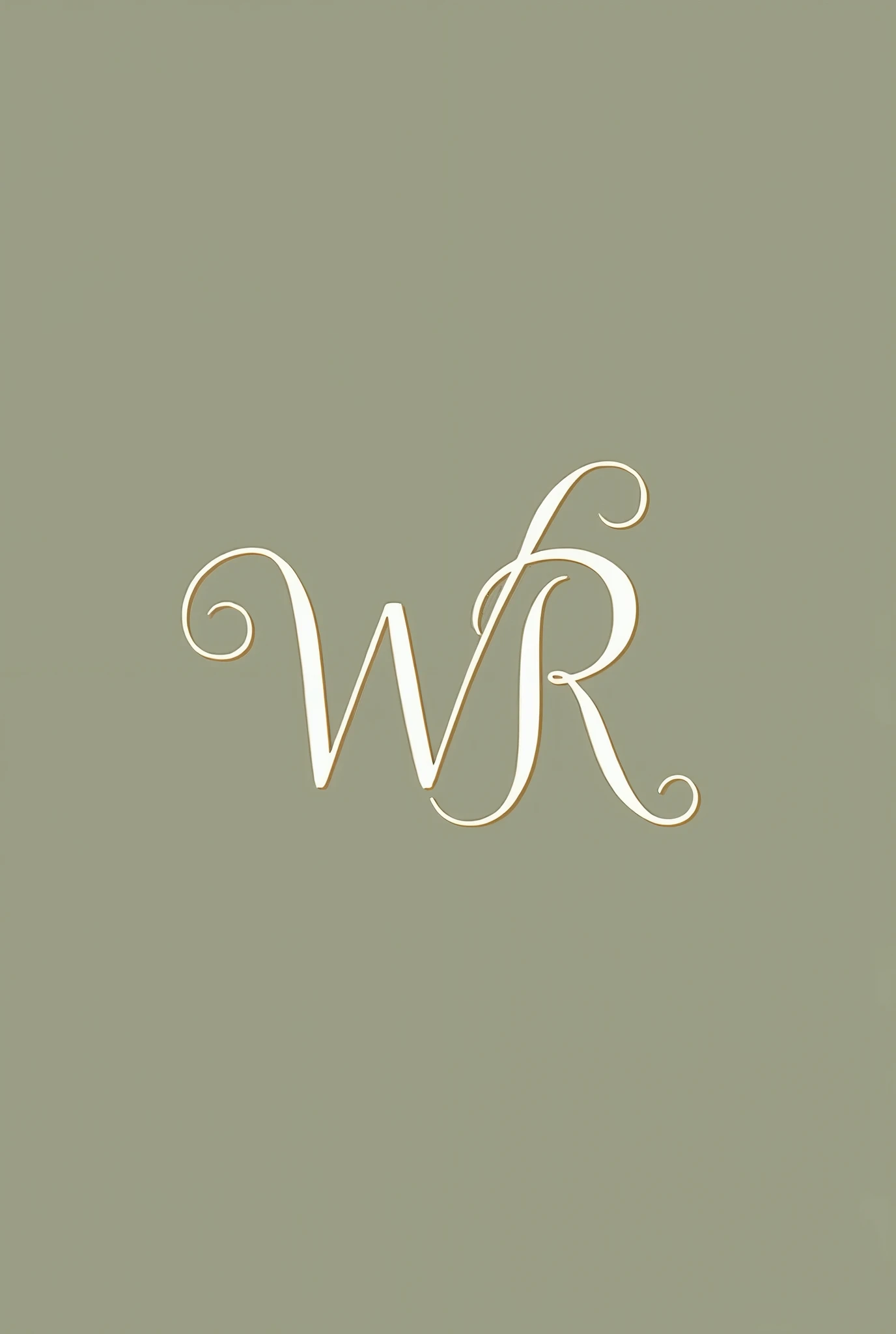 W and R initials logo minimalist calligraphy olive green with gold romantic wedding 