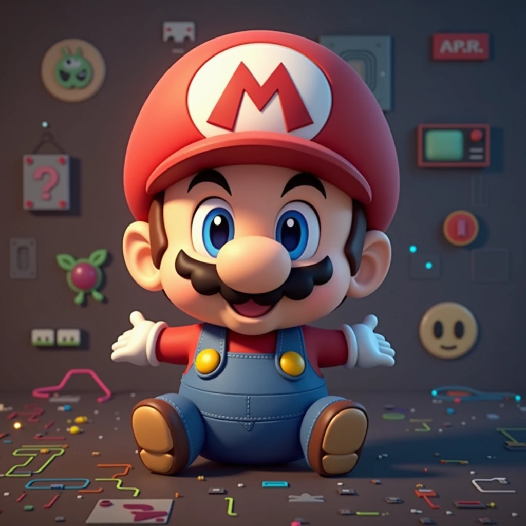super mario baby, , happy, with toys in his room, Circuits, Computers, technology