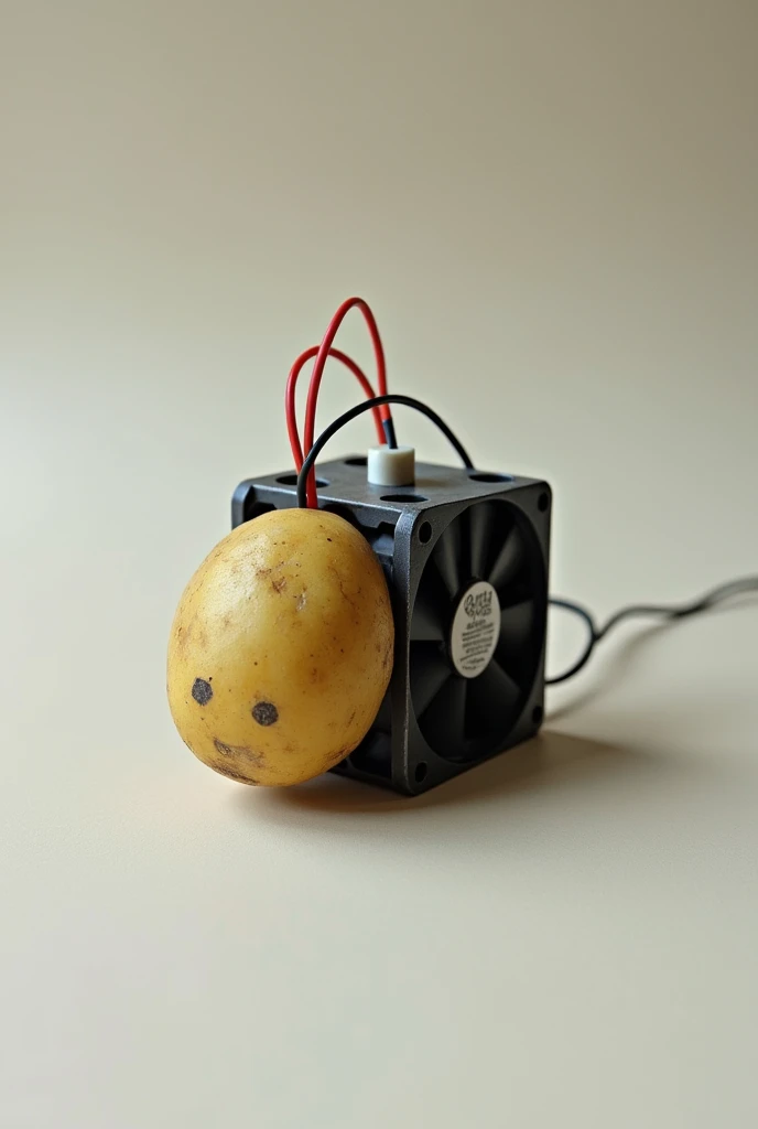 generates an image of a small fan and that it works with a potato and the circuit