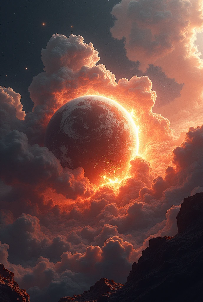 Planet exploding in space with rich detail and image quality