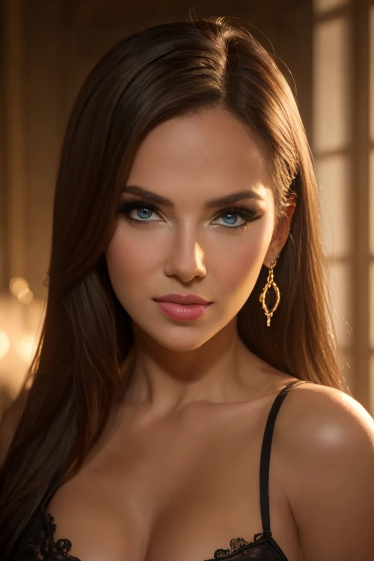 a sensual woman, alluring woman, sheer revealing outfit, provocative pose, prominent curves, detailed facial features, beautiful detailed eyes, beautiful detailed lips, extremely detailed face and eyes, long eyelashes, photorealistic, high quality, masterpiece, hyper detailed, 8k, cinematic lighting, dramatic lighting, chiaroscuro, dramatic shadows, dramatic highlights, warm color palette, glowing skin, flowing hair, cinematic composition, portrait