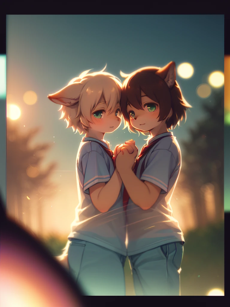 (Sumilux f1.4 36mm , Polaroid , low Latitude old color negative film , cross process , (bokeh), Long exposure , blur , flare, chromatic aberration , (soft focus), (Shallow focus) , soft glow , Maximum aperture, low Key , Transparent depiction , Tyndall) , Teenage student couple curious about sex