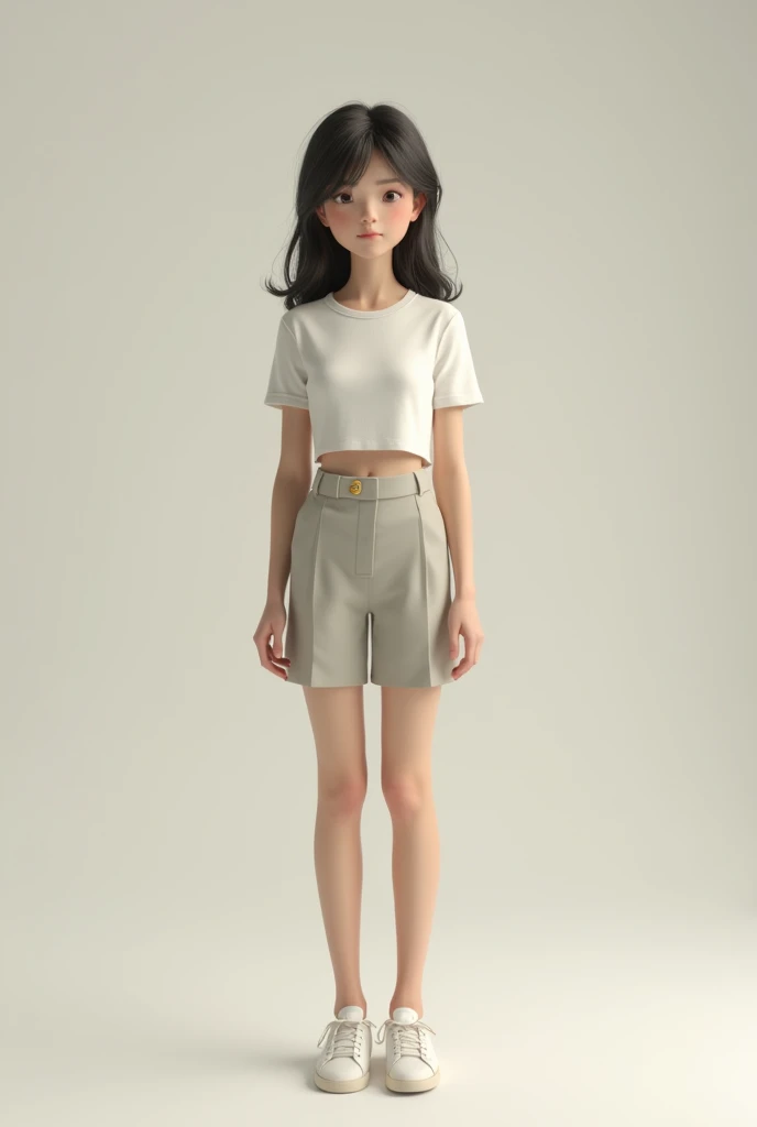 pale girl, crop top, skirt