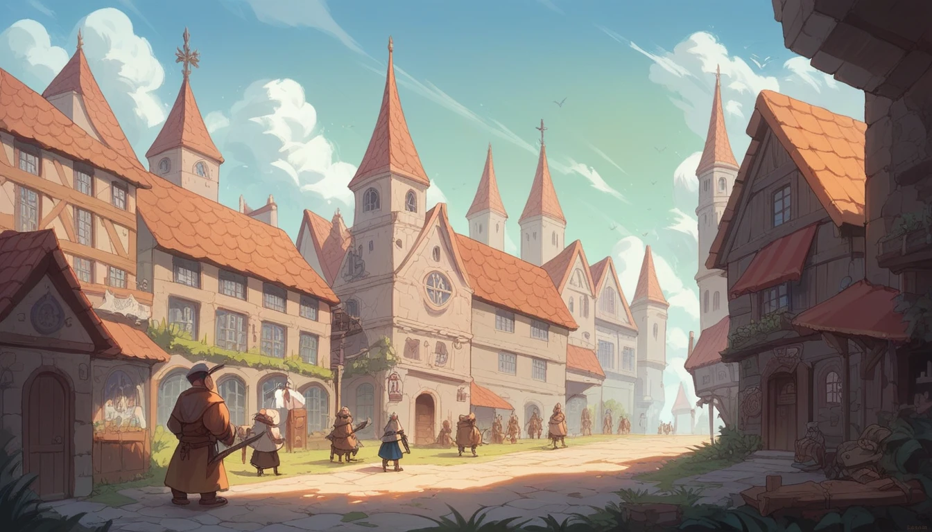grimdark, fantasy, medieval, top down, city gates, city entrance, massive walls, last bastion