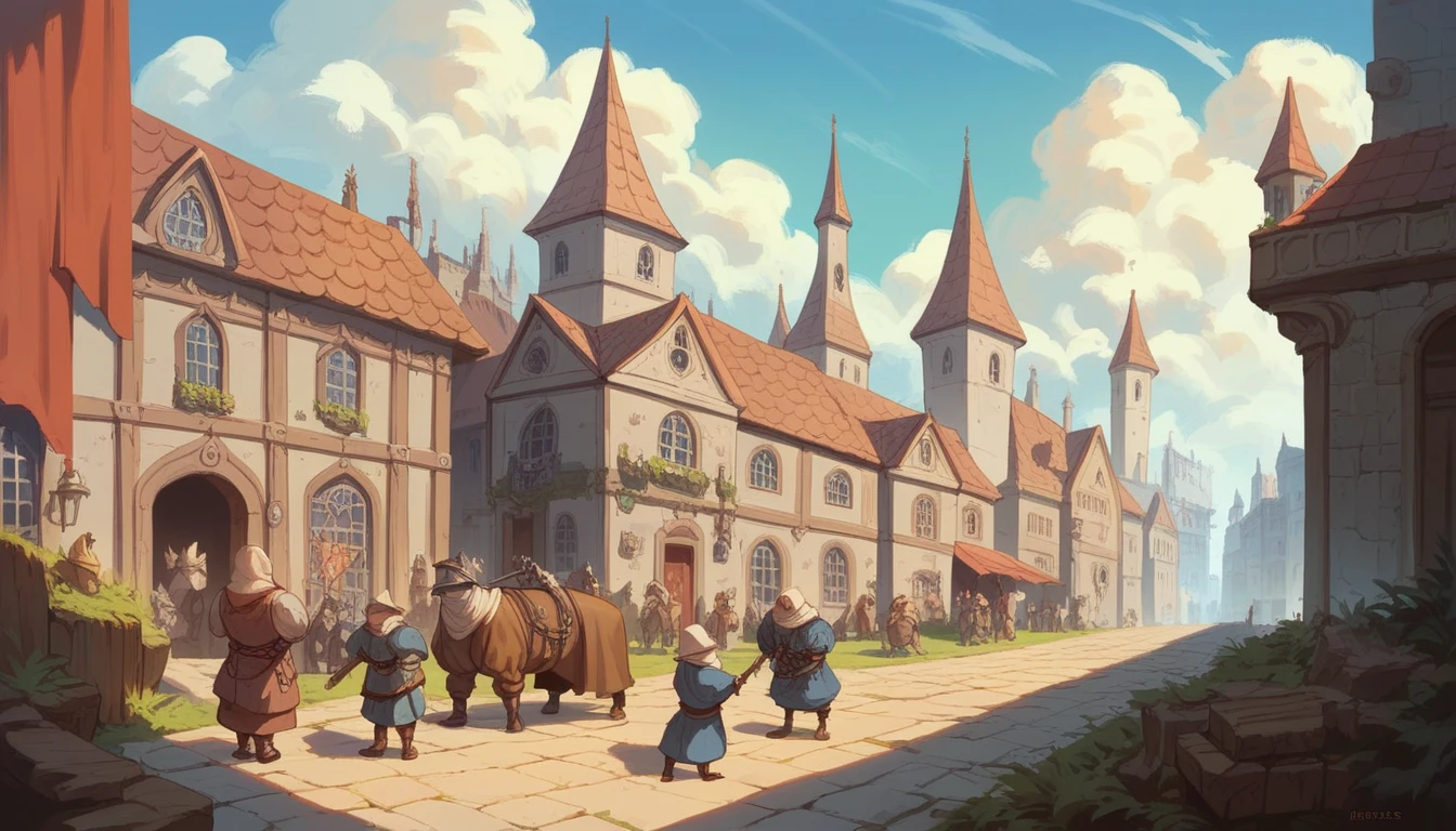 grimdark, fantasy, medieval, top down, city gates, city entrance, massive walls, last bastion